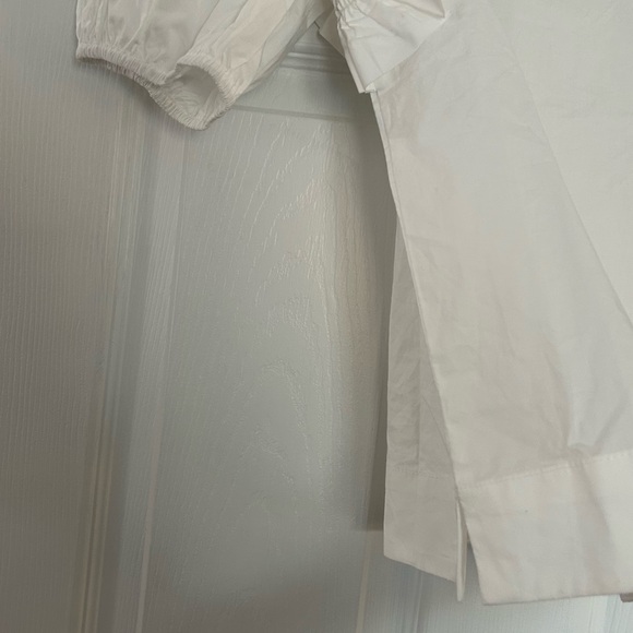 English Factory Anthropologie Ruffle Smocked Puff Sleeve Blouse White Medium NEW - Picture 9 of 12